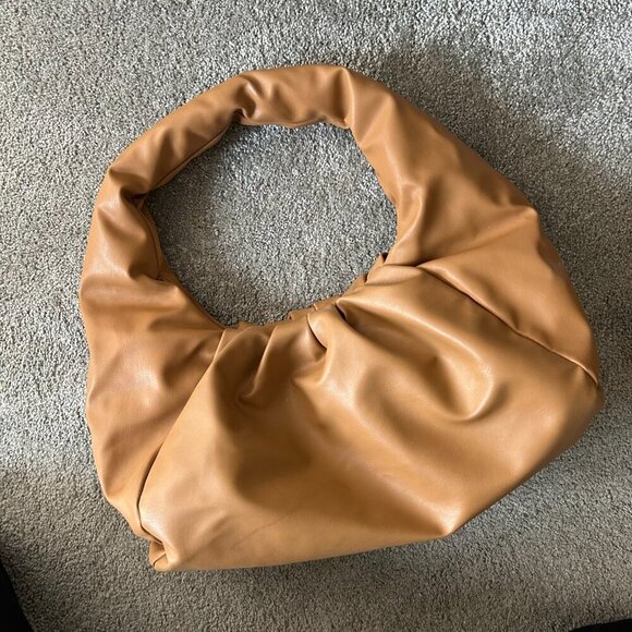 Shoulder Pouch Softest Faux Leather Slouchy Tote in Camel Shoulder Bag - Picture 3 of 12